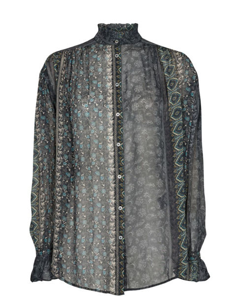 Mos Mosh bluse Linja Border Black
