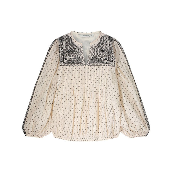 Summum Bluse Embroidery Dobby Ivory