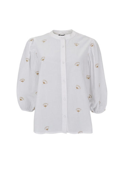 Black Colour Filina Embroidery Skjorte White